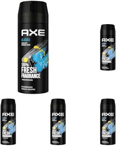 Axe Bodyspray Alaska Deo ohne Aluminium sorgt 48 Stunden lang für effektiven Schutz vor Körpergeruch 150 ml (Packung mit 5)