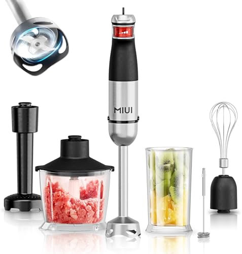 MIUI Stabmixer 6-in-1 Pürierstab Set Stufenlose Geschwindigkeitsregelung 1200W Edelstahl Hand Blender für Babynahrung, Suppe, Smoothies