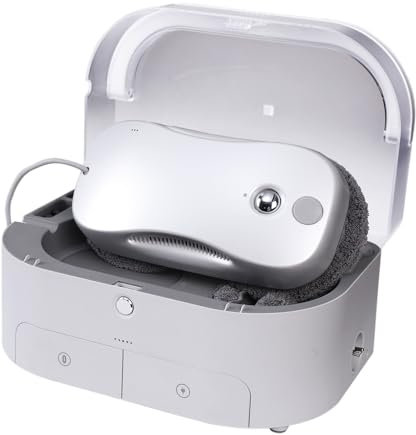 Robot lavavetri S9 con stazione multifunzione 7 in 1, con doppio getto d'acqua, aspirazione potente 3800Pa e pianificazione intelligente del percorso, rilevamento dei bordi, per finestre interne ed