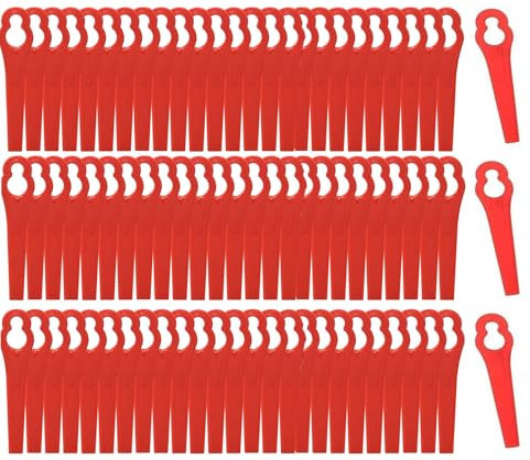 100 Stück Kunststoffklingen, Rasenmäher, rot, Ersatzklingen aus Kunststoff, 8,3 cm, Rasenmäher, Klingen für Garten und Rasen, Rasenmäher, Grastrimmer (rot)