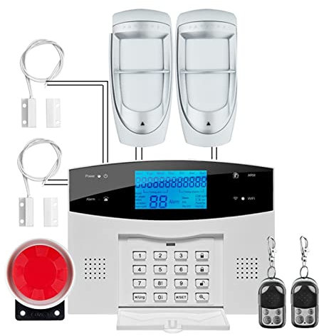 Sistema de alarma DIY de seguridad para el hogar, Sistema de alarma inteligente de Tuya WIFI Alarma antirrobo de alambre inalámbrico Inicio GSM Sistema de alarma con sensor de movimiento de humo de se
