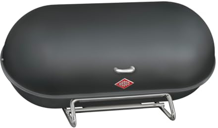 WESCO Brotkasten Breadboy mit klapperfreiem Schwenkdeckel in der Farbe graphit matt, pulverbeschichtetes Stahlblech, Lüftungslöcher und stabiler Handgriff
