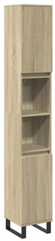 vidaXL Badrumsskåp sonoma-ek 30x30x190cm konstruerat trä, badrumsförvaringsskåp, badskåp, tvättrumsskåp, toalettförvaringsskåp, badrumsskåp