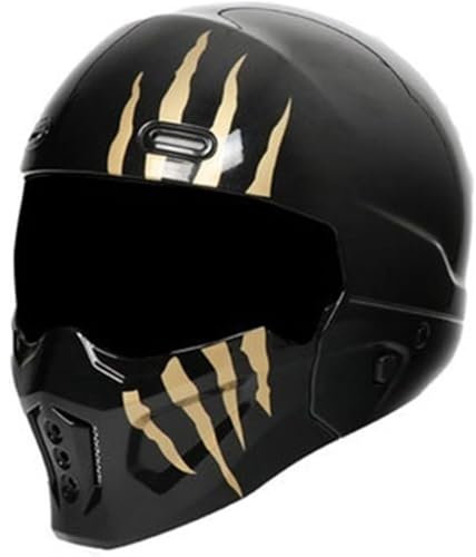 BYFHHHH Vintage-Motorradhelme Mit Lokomotiven Und Schwarzem Visier, ECE-Geprüfte Integralhelme Für Herren Und Damen, Motorradhelm, Motocrosshelme A,XXL=63~64CM