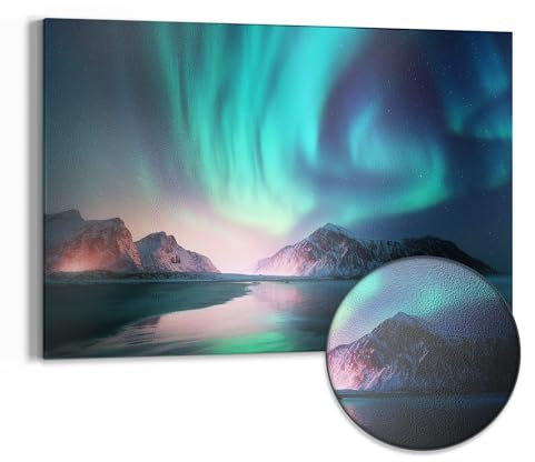 DEQORI Metall Magnettafel | 60x40 cm cm groß | Motiv Das Nordlicht der Lofoten | Whiteboard für alle Magnete | Magnetboard Wand-Tafel für Küche & Büro | Design Magnetwand Pinnwand magnetisch