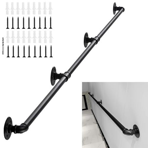 MOOTACO Treppengeländer Schwarz, 274cm Handlauf Treppe nnen und Außen, Handlauf Treppengeländer Wandhandlauf Antirutsch Treppenhandlauf Geländer