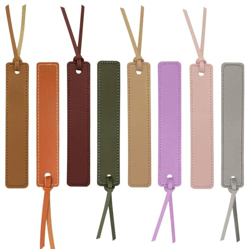 DEFIYEAR 8PCS Leather Bookmark, Leather Bookmarks for Men Women, Handmade Bookmarks with Rope, Page Markers Personalized Placeholder for Reading, for Her Book Lovers Readers Writers Christmas Gift