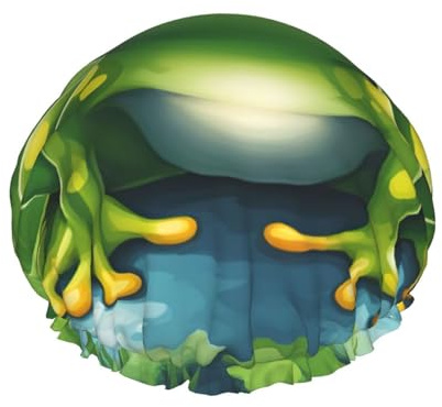 Cartoon-Frosch-Duschhaube, doppelschichtig, wasserabweisend, elastisch, wiederverwendbar