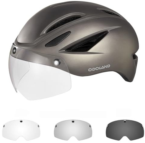 Odoland Fahrradhelm mit Magnetvisier für Erwachsene, Leichter Radhelm mit abnehmbarem Sonnenvisier Atmungsaktiv MTB Helm für Damen und Herren