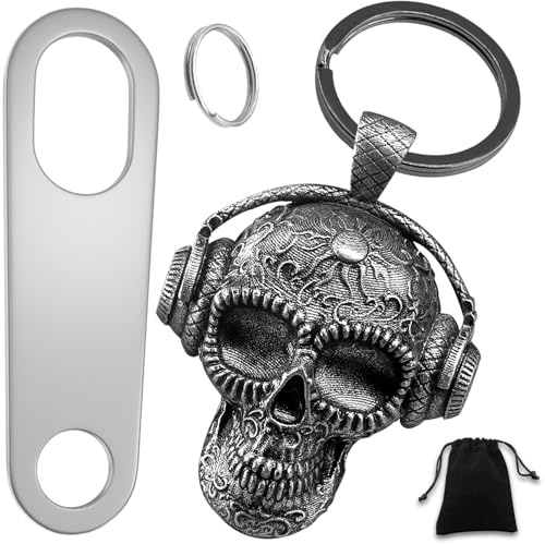 Anwlki Campana de equitación con 2 llaveros, accesorio de anillo, colgador de campana para motocicleta, bolsa de terciopelo (plata antigua)