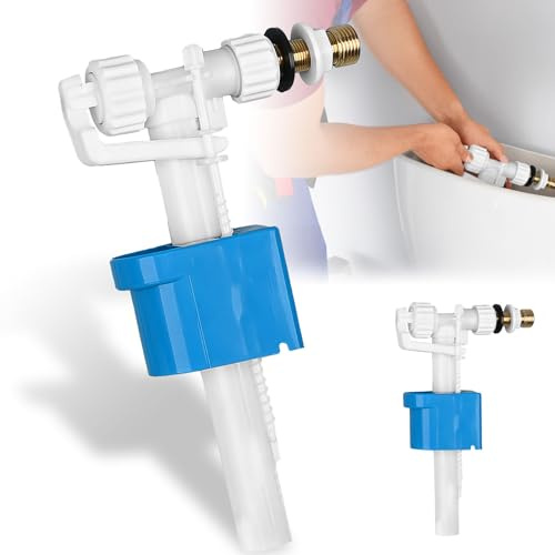 Cistern Filling Valve, G3/8 & G1/2 Universal Side Filling Valve, Adjustable Water Volume, Water Saving, Toilet Cistern Replacement Parts, Suitable for Most Toilet Cisterns