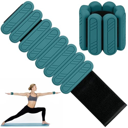 KOOOGEAR Set di 2 pesi regolabili per polsi e caviglie per fitness, pilates, yoga, aerobica e jogging (verde scuro, 2 x 1 kg)