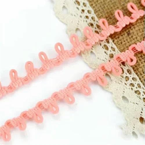 Cinta elástica de encaje con ojales para botones, color y negro, hecha a mano, multicolor, para coser ropa, banda de goma, 20 yardas (rosa claro)