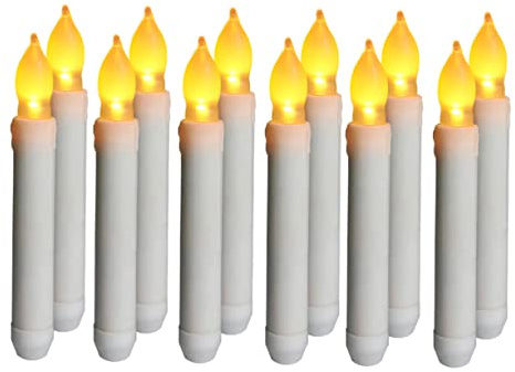 Mipcase 12pièces Lot de Bougies LED sans Flamme Coniques Et Longues Lampes Décoratives Électroniques