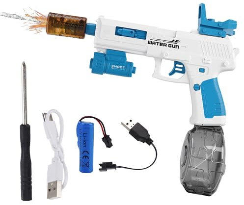 Katomi Elektrische Wasserpistole mit realistischer Mündungsflamme, Hochleistungs-Spritzpistolen, Sommer-Outdoor-Strand-Schwimmbad-Party-Spielzeug für Erwachsene und Kinder，Reichweite bis zu 8-10 m