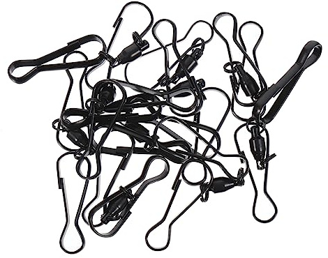 VICASKY 10pcs Stainless Steel Hook Windsock Clips for Hanging Outdoor Garden Black Hook Bearing for Wind Socks Clips and