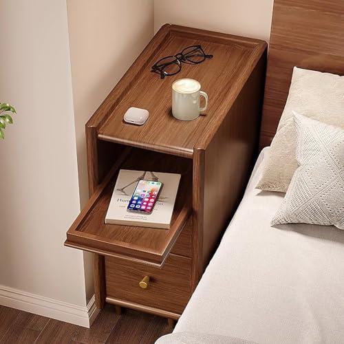 OAKVYNE Mesita de Noche Pequeña con Cajones, Mesita de Noche de Madera Maciza, Mesillas de Noche Dormitorio, para Dormitorios, Salas de Estar Y Espacios Pequeños.(20 * 41 * 51cm)