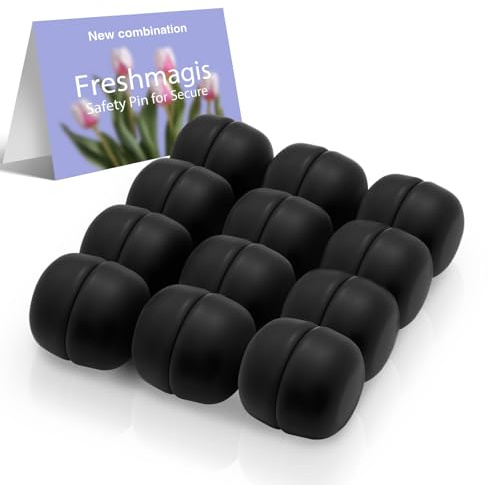12 Paar extra starke Hijab-Magnete für Frauen | rutschfeste, stecknadellose Multifunktions-Magnete für Schals & Kleidung | hochwertiges Set aus glänzendem & mattem (Black)