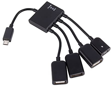 Bonbela Cable Adaptador de Concentrador OTG de Host Micro USB de 4 Puertos para Teléfono Inteligente con Tableta