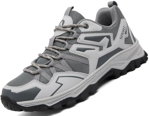 Mufanton Zapatillas de Senderismo Hombres Zapatillas de Trekking Botas de Montaña Transpirable Antideslizante Ligeras Zapatos de Camping,Gris,EU42