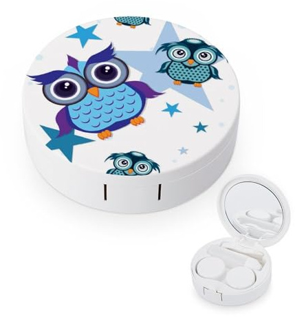 fkgvwo Contact Lens Case Cartoon Owl Contact Lens Holder Box Container Soak Storage Kit