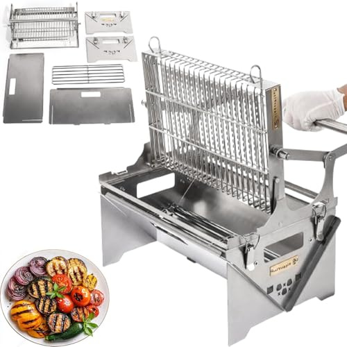 Parrilla de carbón giratoria de 360°, parrilla portátil para barbacoa, ajustable en 3 posiciones, parrilla de barbacoa desmontable para picnic y fiestas en el patio