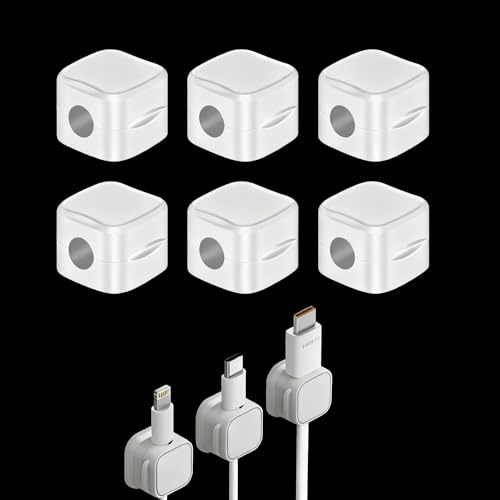 6 Soporte Organizador de Cables Clip Organizador Cables Magnética Soporte | Cable de Carga de Teléfono Adhesivo Gestión de Cable para Oficina Escritorio Doméstico