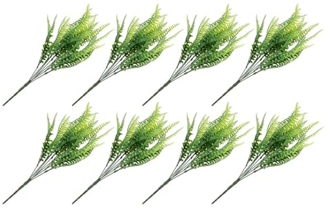 ERINGOGO 8 Pezzi Piante di Felce Artificiali Foglie Finte Resistenti ai Raggi Uv, Ramo di Felce di Plastica per Decorazioni Interne ed Esterne di Balconi, Spazi Verdi e Bouquet