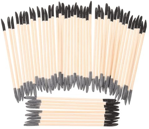 PACKOVE Lot de 100 Bâtonnets de Ponçage en Bois de 14 Cm à Double Face Noir et Gris, Outils de Manucure pour Repousse-cuticules, Lime pour Ongles et Nail Art, Accessoires Professionnels