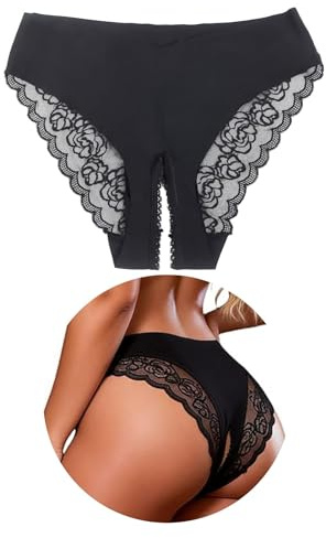 comeondear String Ouvert Sexy Tanga sans Couture Femme Grande Taille | Culotte Fendue,Dentelle,Bikini,Slip Bresilien Respirante, sous-vêtements Féminins,Invisible Underwear,Stretch,Séchage Rapide
