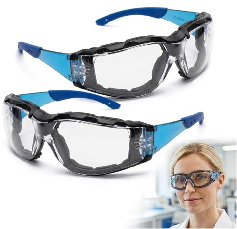 YcsRnn 2 pcs Safety Glasses, Safety Goggles for Work, Eye Protection Glasses with Anti-Fog Coating, Protective Glasses for Various Activities, Adult Safety Goggles with Clear Lens and Comfortable Fit