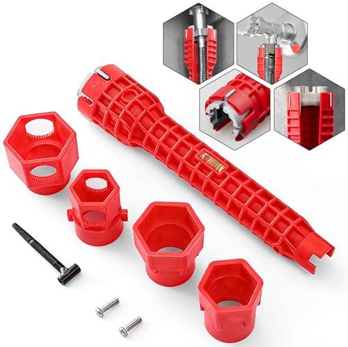 Eiswayla 14-in-1 Multi-Function Pipe Wrench, Plumbing Tool for Sink Tap Basin Toilet Installation, Multifunctional Faucet Spanner with Anti-Slip Grip for Tight Spaces Kitchen Bathroom Repair