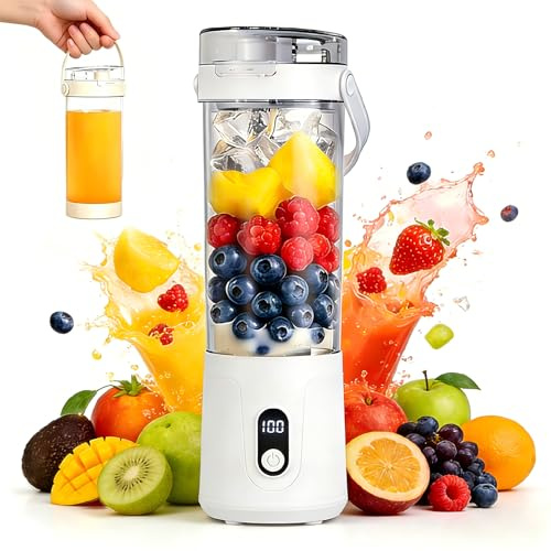Wendict Batidora Portátil y Ligera, Mini licuadora con 12 Cuchillas, Batidora Multifunción, 600ML, Recargable por USB, licuadora Pequeña para Cocina, Viajes, Oficina, Gimnasio