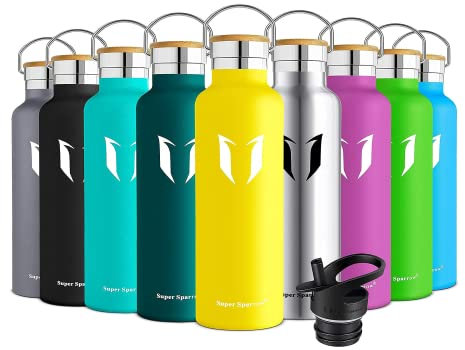 Super Sparrow Trinkflasche Edelstahl Wasserflasche - 750ml - Isolier Flasche mit Perfekte Thermosflasche für Das Laufen, Fitness, Yoga, Im Freien und Camping | Frei von BPA (Zitrone)