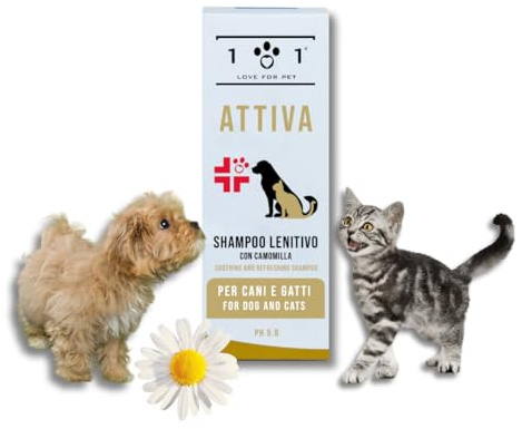 Shampoo Lenitivo Naturale per Cani e Gatti, 250ml - Formula Protettiva con Camomilla e Oli Vegetali - Idratante e Rinfrescante - Adatto per Tutti i Tipi di Pelo, Linea 101