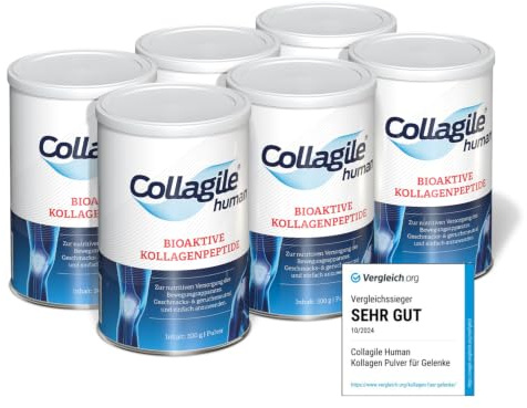 Testsieger: SEHR GUT, Für Gelenke, Knochen und Muskeln - 6 x 300 g Collagile human