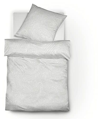 fleuresse Jacquard Leinen-Bettwäsche Provence Prestige, Silber 155x220 + 80x80 cm