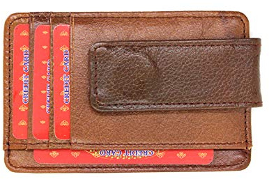 Portefeuille Porte-Cartes Magnétique Fin en Cuir Véritable Porte Monnaie Porte Feuille pour Homme avec Clip Idée Cadeau