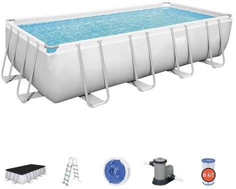 Bestway 56465-3 Set Piscina Fuori Terra Power Steel Rettangolare da 549x274x122 cm