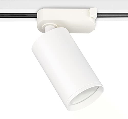 POPP® Foco Portalámparas carril en Monofasico GU10 hasta máx 10W (Bombilla no incluida) Blanco orientable interior moderno (1 unidad)