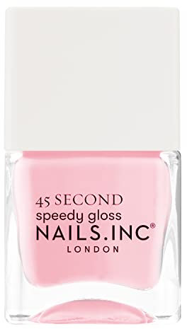 Nails Inc 45 Second Speedy Gloss, Ladbroke Grove Grooving, Pink, No Chip, Long Lasting, Quick Dry, Air Dry, Professional Manicures & Pedicures, Fingernails & Toenails, Vegan Nail Polish, 14 ML