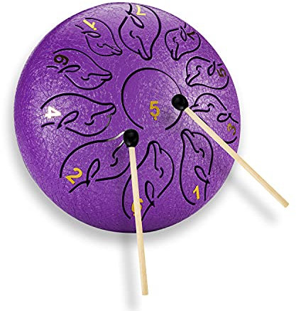 11 Noten 6 Zoll Tone Tongue Drum Zungentrommel,YUENGJGI Stahlzungentrommel Zungentrommel Instrument Musikinstrument für Kinder,Anfänger -Violett