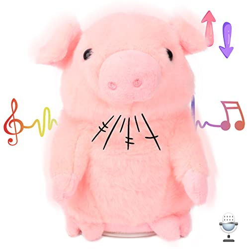 Hopearl Talking Pig Repeats What You Say Piggy Nodding Electric Interactive Animated Toy Speaking Plush Buddy Gift for Toddlers, Pink, 6.5''