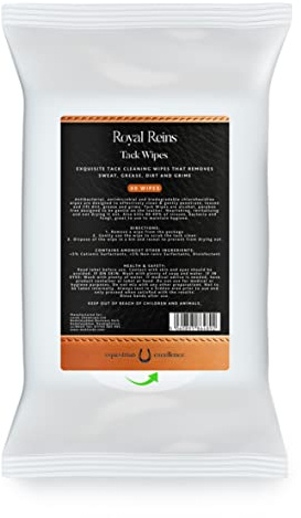 Royal Reins Leather Tack Cleaning Wipes | Equestrian Horse Equipment Cleaner | Removes Sweat, Grease, Dirt and Grime | 40 Pack