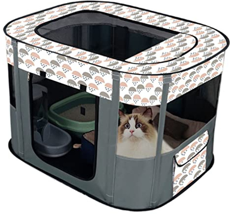Floving Portable Chien Maison Animaux Clôture Pliable Parc pour Animaux De Compagnie Salle De Livraison Chats Nid Chiot Maison Fermé Chenil Animaux Tente (S/70 * 50cm, Gris)