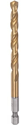 sourcing map 1/4 Hex Shank Drill Bit 7mm Titanium Drill Bits Set M35 High Speed Steel Twist Drill Bit 110mm Long Fully Ground for Wood, Stainless Steel, Metal, Plastic Plastic