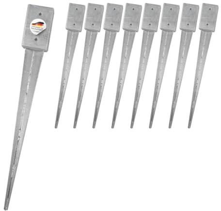 9x Bodeneinschlaganker 91x91x750mm, verzinkt, für Kanthölzer | zum Einschlagen ins Erdreich, ohne Betonieren