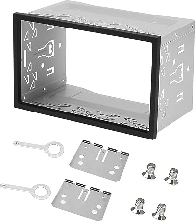 Gobesty Jaula estéreo de coche de doble DIN, jaula de metal doble DIN para radio de coche, ranura de instalación doble DIN, marco de montaje universal de radio estéreo de coche con kit de montaje,
