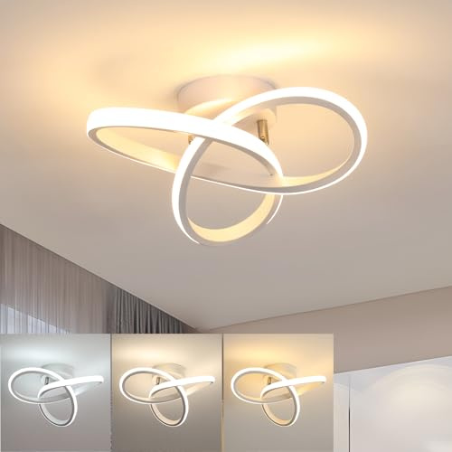 Goeco LED Deckenleuchte Spirale 20W 2200LM 3000K/4500K/6500K, Weiß | Moderne LED Deckenlampe Innen für Wohnzimmer Schlafzimmer Flur Küche Balkon, Durchmesser 25cm