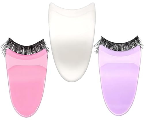 False Eyelash Applicator Tool 3 Pack Eyelash Clip Lash Buddy Makeup Tool for False Lash for Beginners EasyTo Wear (Purple，Pink，White